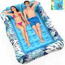 Pool Floats Adult,75"x64" XXL Inflatable Tanning Pool Lounger Float with Pillow,4 in 1 Suntan Tub Sunbathing Raft Floatie Water-Filled Mattress Kids Pool Ball Pit,Perfect for Party&Relax,Blue