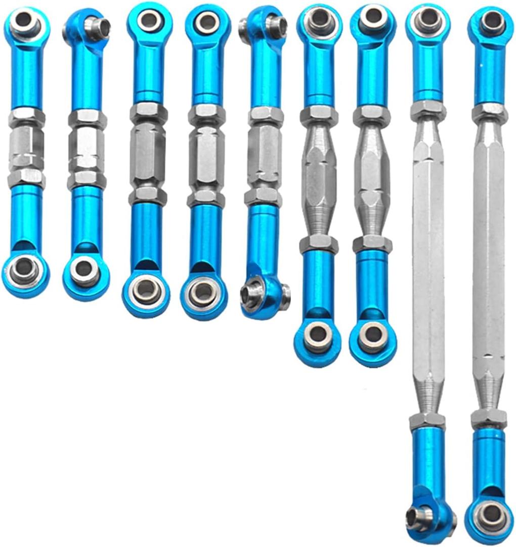 ShareGoo 9Pcs Metal Pull Rod Steering Servo Link Linkages Swing Arm Tie Rod Upper Suspension Ends Compatible with Wltoys 12428-ABC 12429 12423-ABC FY-01 FY-02 FY-03 FY-04 FY-05 FY-07 1/12 RC Car