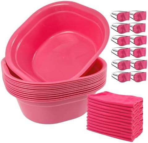 CODOHI 36 Pcs Kids Foot Spa Kit for Girls, Spa Party Supplies for Girls with 12 Pcs Foot Tub & 12 Pcs Pink Hand Towels & 12 Pcs Eye Masks for Girls Sleepover Slumber Party Supplies (Rose)