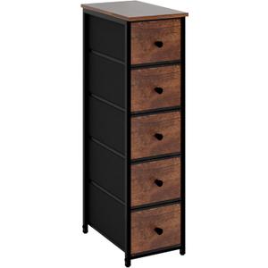Narrow Storage Cabinet for Small Spaces Slim Bathroom Dresser with Drawers Tall Thin Storage Organizer for Bathroom Bedroom Skinny Cabinet(Rustic Brown, 5 Drawers)