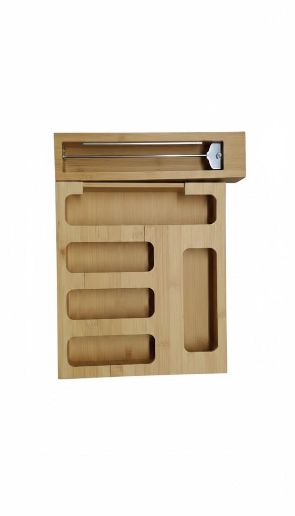 Bamboo Foil and Plastic Wrap Organizer for Kitchen Drawer,