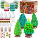 12Pack Christmas Trees DIY Crafts Kit - Air Dry Clay Christmas Crafts for Kids - Creative Air Dry Clay Modeling Indoor Decorations - Kids Christmas Trees Crafts Gift for School Winter Party Fun