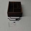 Flatware Organizers Paper Plate Dispenser with Handles, Paper Plate Holder for Kitchen Counter, Wood Rustic Silverware Utensil Caddy, Brown