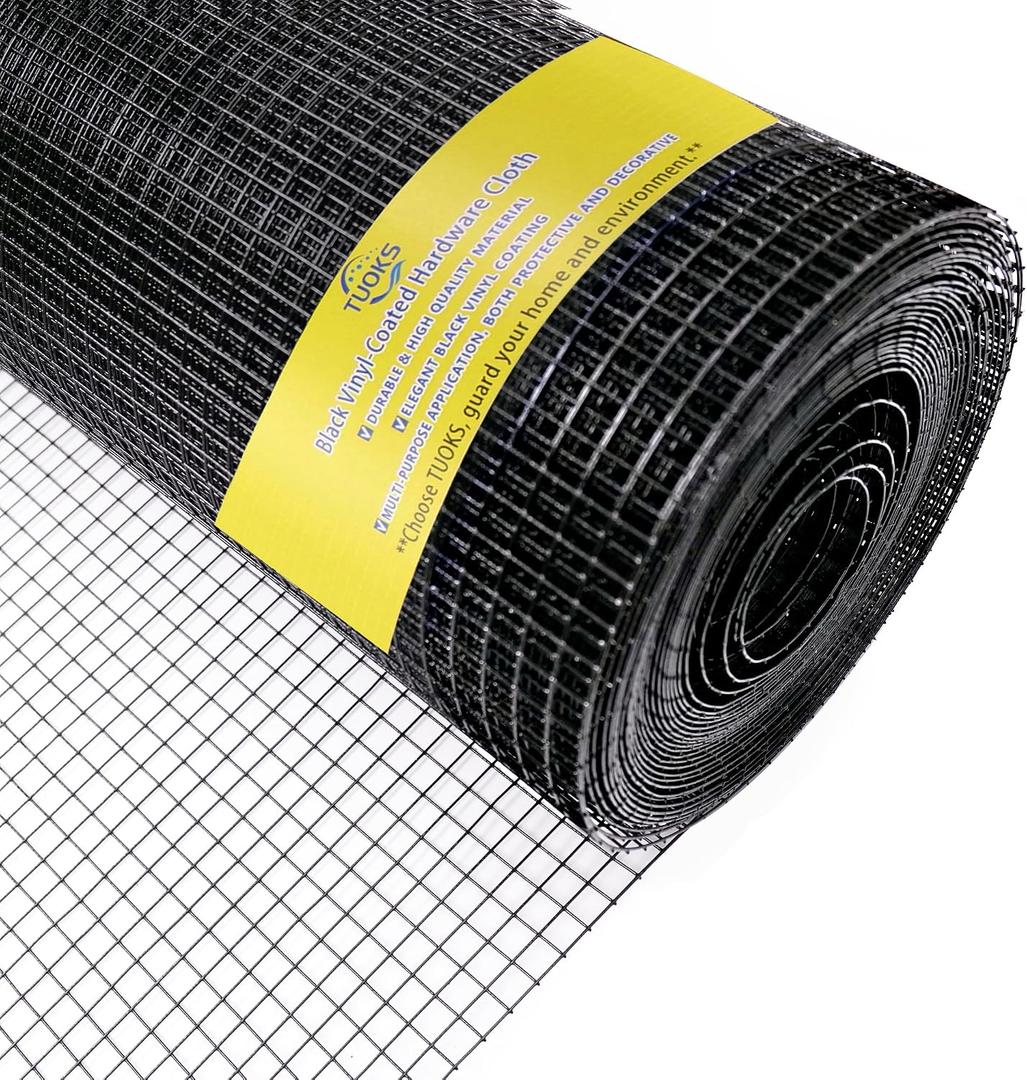 Hardware Cloth 1 inch 60in x 100ft 16 Gauge Black PVC Coated Welded Wire Fence Wire Mesh Roll Rabbit Wire Chicken Wire Fencing Gopher Wire Cloth Garden Fence Poultry Netting Rodent Wire