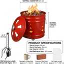 Vibrant Red Burn Cage for Outdoor - 9.5" Portable Metal Incinerator Barrel with Lid & Handle - Decorative Heart-Pattern Hollow Burn Barrel for Trash, Paper, Leaves - Heat-Resistant Tabletop Fire Pit