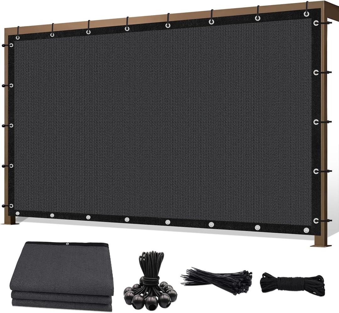 6'X 16' 90% Sun Shade Cloth Outdoor Patio Dark Grey Pergola Shades Cover Privacy Screen UV Block Porch Screens Canopy for Patio Outside Outdoor