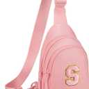 Small Initial Sling Bag for Girls & Women - Cute Crossbody Fanny Pack Gift (Light Pink)
