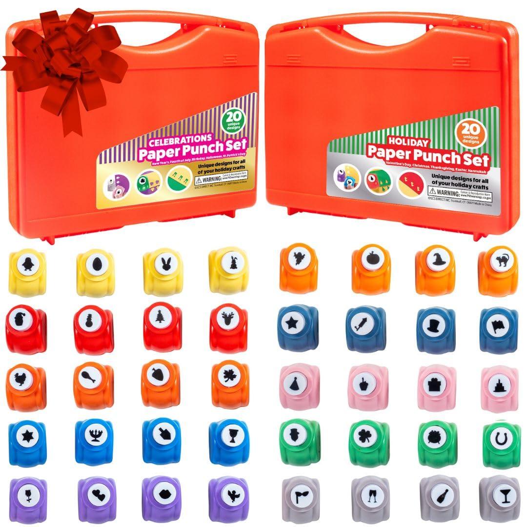 Every Occasion Year Round Scrapbook Paper Holiday Punchers- 40 Unique Designs for Easter, Birthdays, 4th of July, Halloween & More- DIY Confetti for Holiday Cards, Invitation, Decoration Making