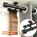 Heavy Duty Ceiling Mount Curtain Rod,1 1/8"Diameter Front and 1" Rear Rod with Solid Aluminum Adjustable Ceiling Brackets, Modern Luxury Curtain Rod for Room Divider, Window Drapes-Black,72-144"