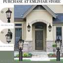 Emliviar Farmhouse 25 Inch Outdoor Wall Lantern Sconce, 1-Light Large Patio Wall Light Fixture with Water Grain Glass, Black Finish, WE215BM BK, 24.9 Inch - No Function