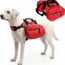 Dog Backpack for Day Hiking, Lightweight 2-in-1 Detachable Saddle Bag with Breathable Harness Vest, No-Flop Dog Daypack for Medium & Large Dogs to Carry Essentials (Large)