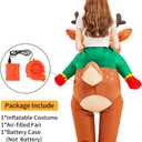 JUROSAICA Inflatable Reindeer Costume Adult Blow Up Deer Elk Animal Costumes Ride On Holiday Inflatable Halloween Christmas Costume For Women Men Party
