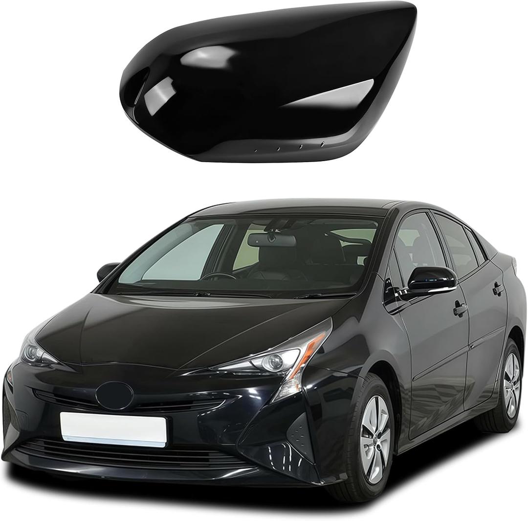 Right Passenger Side Car Mirror Cap Cover Compatible with Toyota Prius 2016 2017 2018 2019 2020 2021, Direct Replacement, 87915-47070, Black