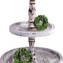 Tiered Tray Cupcake Stand 2 Tier Trays Serving Cakes Holder with Handle,Round Rustic Organizer for Kitchen,Homeware Display Platters for Party