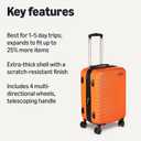 Amazon Basics 21" Hardside Carry-On Luggage with Spinner Wheels, Expandable for Up to 25% More Space, Scratch-Resistant Hardshell Suitcase, Telescoping Handle, Orange