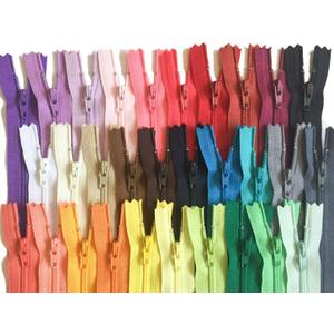9 Inch Multicolor Pack YKK Zippers Number 3 Nylon Coil Set of 30 Pieces