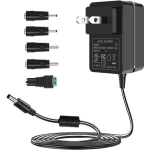 TKDY 24V 1.5A DC Power Supply Cord, fit for DC 24V 1.5A 1A 0.5A LED Light Strip, 24 Volt Light Diffuser, and More, 100-240V 50/60hz 36W 24W Power Adapter with 5 Tips (Not for Charging) 