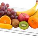 uxcell Plastic Serving Tray with Golden Handle, 12 x 8.6 Modern Rectangular Decorative Tray Acrylic Reusable Tea Platter for Countertop Bathroom Kitchen Home Restaurant, Transparent