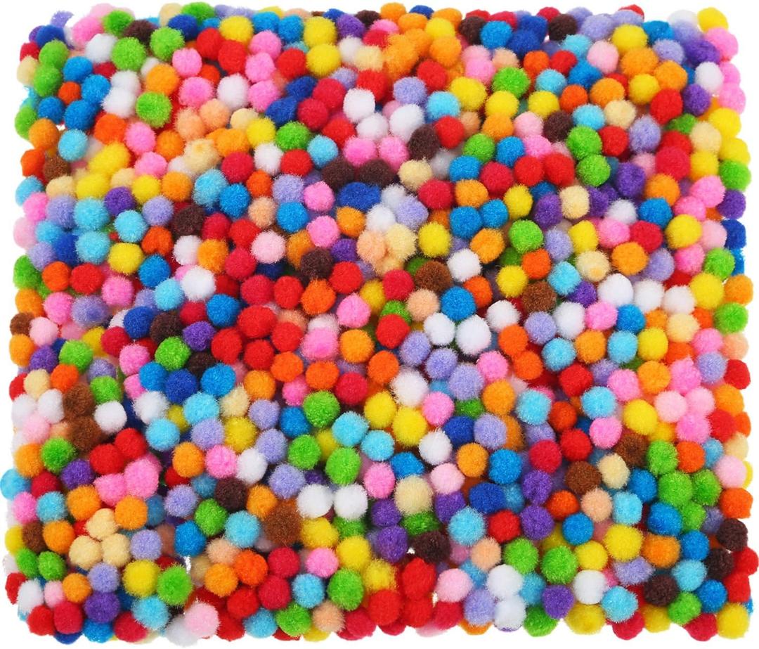 Shappy 2000 Pcs 6 mm Mini Pom Poms for Craft Making, Christmas Small Pom Balls Bulk Holiday Hobby Supplies and DIY Crafts Decorations (Multicolored)