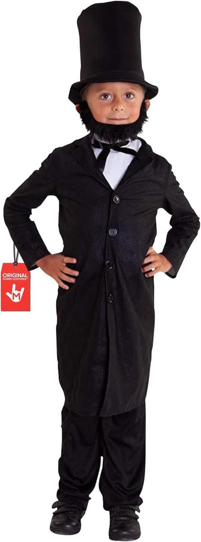 Morph Abraham Lincoln Costume, Abraham Lincoln Costumes for Kids, Boys Halloween Costume, Halloween Costumes for Kids (Medium)