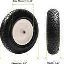 Parts Camp 4.80/4.00-8" Flat Free Wheelbarrow Tire and Wheel - 16" Universal Fit for Garden Wagon, Cart, Trolley, Dolly - 5/8" & 3/4" Bearings, 3" Centered Hub (2 Pack)
