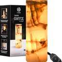 UMAID Handcrafted Onyx Marble Table Lamp, Each Lamp One-of-a-Kind with Natural Patterns, Warm Amber Glow, Dimmable Cord & Bulb, Modern Home Decor for Bedroom, Desk, Office, Living Room, or Bedside