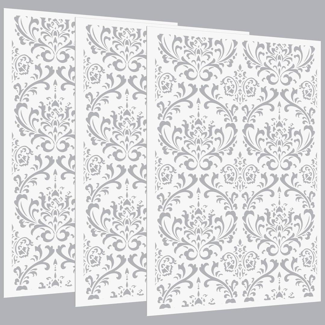 Colingmill 3 Pcs Forest Wall Stencils for Painting 36" x 23" Large Wall Stencil Reusable Fern Boho Wallpaper for Kitchen, Room, Furniture Floors Home Decor(Classic Style)