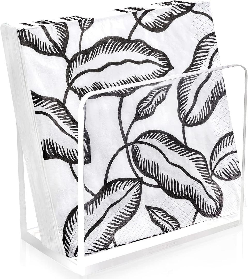HBlife Napkin Holder, Acrylic Dining Table Dispenser for Cocktail Tissue, Clear Containers for Organizing Kitchen Paper