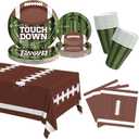 Football Paper Plates and Napkins and Cups Set 101 Count, Heavy Duty 10'' and 7'' Disposable Plates, Paper Cups and Tablecloth, Super Bowl Party Table Decorations Supplies, Serve 25