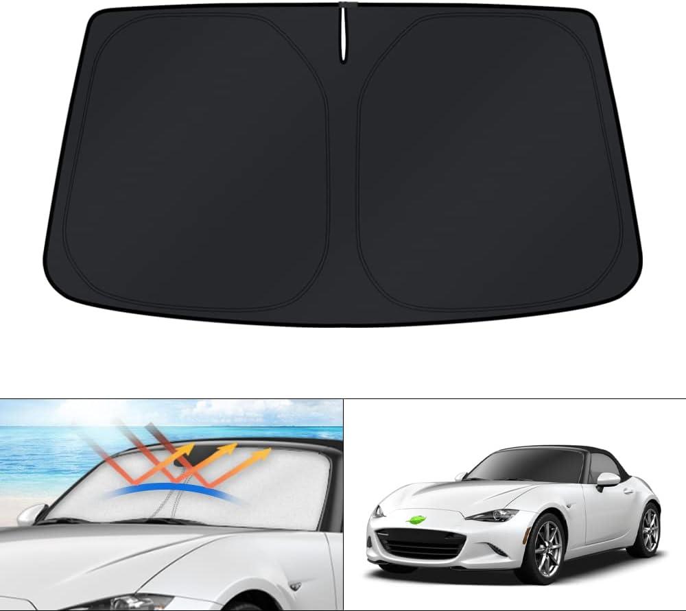 KUST Windshield Sun Shade for Mazda MX-5 Miata Convertible 2017 2018 2019 MX5 Window Sunshade Sun Visor Protector Foldable Blocks UV Rays Keep Your Car Cooler