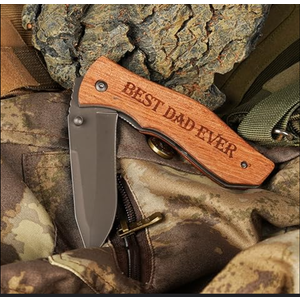 Best Dad Ever Folding Pocket Knife - (Wood Handle)