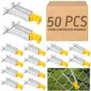 Tondiamo Chain Link Insulator Electric Fence Stainless Steel Insulator T Post Extender Wire Holders for Chain Link and Studded T & U-posts Tubing(Yellow,50 Pcs)