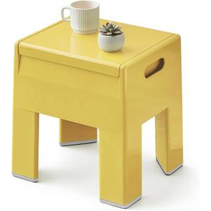 Nightstand Bedside with Storage Space, Multifunctional Colorful Plastic End Table Small Side Table for Bedroom, Dorm and Small Spaces, Easy Assembly(14.7" D x 11.8" W x 15.8" H, Yellow)