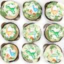40 Pcs Edible dinosaur Cupcake Toppers Wafer Paper Dinosaur Baby Dinosaur Cupcake Drink Topper Children's Birthday Party Cake Decorative Supplies Decoration