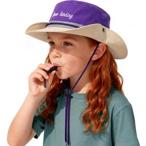 Outdoor Kids Sun Hat with Whistle,UPF 50+ Adjustable Wide Brim Bucket Hat for Boys Girls Beach UV Block Cap