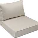 AAAAAcessories Outdoor Seat Cushions for Chairs, Fade-Resistant, Waterproof Patio Furniture Replacement Cushions, 24" x 24" x 5" + 24" x 13.5", Beige