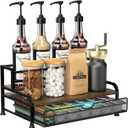 Coffee Syrup Rack Organizer, 3-Tier 8 Bottles Syrup Rack with 35 K Cup Storage Basket for Coffee Bar, Countertop Bottle Holder Stand for Wine, Dressing for Kitchen Cafe Station