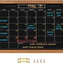 Calendar Chalkboard, 10.6" * 14.6", Magnetic Surface Rustic Brown Solid Pine Wood Frame Chalk Board for Planning/School Timetable/Memo, Hanging Board for Office, School and Home (YLHB-QZ-2737)