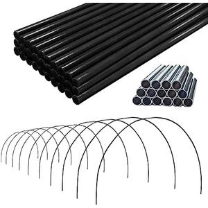 Garden Greenhouse Hoops Kit 15 Sets -2-Section Design, 8ft Grow Tunnels Poles Plant Raised Beds, 30 Pcs 4ft Solid Fiberglass Support Stakes 15 Metal Connectors -Quick Assembly No Loose Parts (Black)