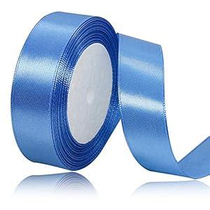 Solid Color Lake Blue Satin Ribbon, 3/ 4 Inches x 25 Yards Fabric Satin Ribbon for Gift Wrapping, Crafts, Hair Bows Making, Wreath, Wedding Party Decoration and Other Sewing Projects