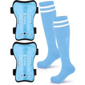 Hryrbay Kids Soccer Shin Guards and Socks Toddler Soccer Shin Pads Protective Defender Gear for Boys Girls Ages 3-15 Great for Training, Matches, Inspired by The World Cup