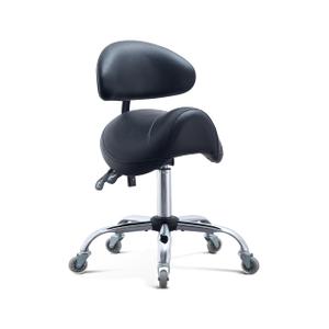 Saddle Stool with Adjustable Lumbar Support - Heavy Duty 400LB Hydraulic Rolling Stool Chair with Backrest, 19"-25" Height Adjustable with Quiet Wheels for Salon, Dental, Tattoo, Massage, Home Office