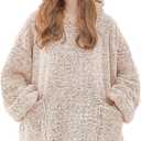 yescool Wearable Blanket Hoodie, Flannel Sherpa Fleece Blanket Sweatshirt for Adults Women Men,One Size Fits All (Standard), B-khaki-sherpa