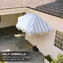 JONATHAN Y Half Umbrella UMB1201J Beverly 9 ft. Designer Classic Scalloped Fringe Market Patio with Crank, Tilt Button and UV Protection in Light Blue/White, White Pole, 108 inches diameter, 97 inches pole length