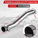 Performance Exhaust Muffler Delete Bypass Kit, 2.75" OD