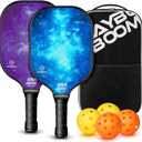 Mayboom Pickleball Paddles Set of 2 or 4, USAPA Approved Pickleball Set with 4 Pickleball Balls and Pickleball Bag, Fiberglass Pickle Ball Rackets 2 Pack for Beginner (Blue&Purple)