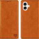 ZZXX for iPhone 17 Wallet Case with [RFID Blocking] Card Slot Stand Strong Magnetic Leather Flip Fold Protective Phone Case for iPhone 17 Case Wallet(Brown-6.1 inch)