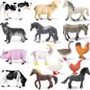 15 Pcs Mini Figures Toys Realistic Farm Animal Figurines, Plastic Learning Educational Playset Animal Themed Party Supplies Cake Topper Ornaments for Easter Egg Birthday Christmas