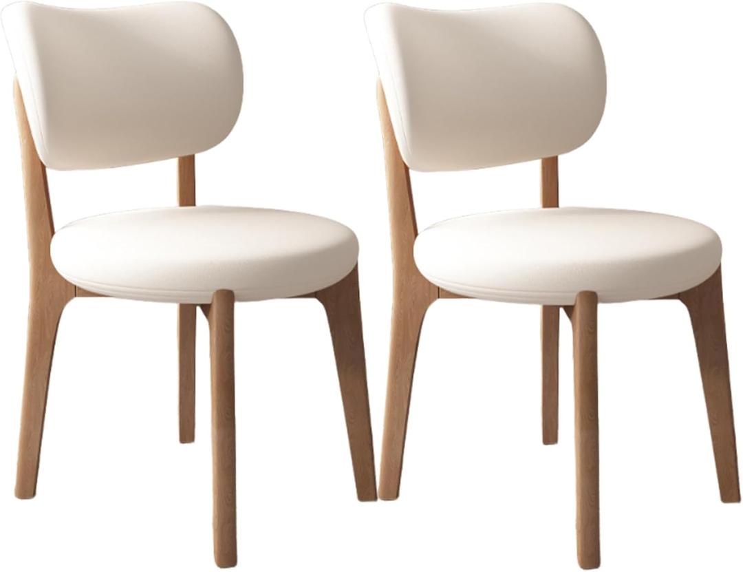 Solid Wood Dining Chairs Kitchen Chairs Set of 2 Mid Century Modern Dining Chairs with Wooden Frame and Upholstered Farmhouse Dining Room Chairs for Kitchen,Living Room (A-light Walnut + White)