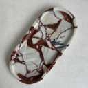 Natural Marble Oval Tray Ornaments Vintage Small Tray Storage Dish for Counter, Vanity, Dresser, Nightstand and Desk (Calacatta Red)